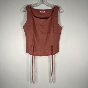 100% Pure Linen Handmade Dusty Rose Coral Tank Top Side Tie Blouse from Etsy‎